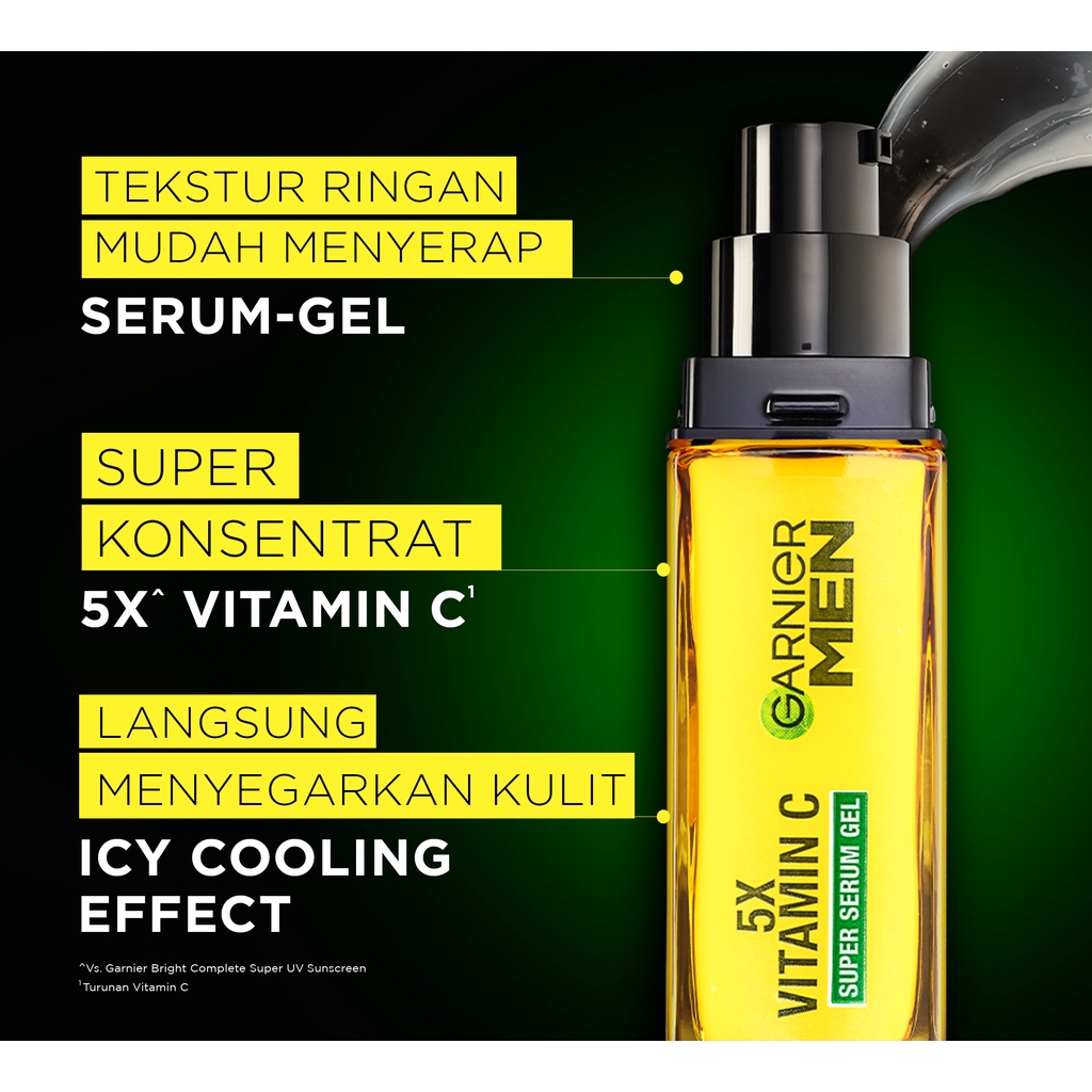 ☘️Yuri Kosmetik☘️ Garnier Men Turbo Bright 5x Vitamin C Super Serum Gel 30ml Serum Wajah Pria Mencerahkan Brightening Dark Spot / Garnier Men Turbo Bright Serum 7.5ml