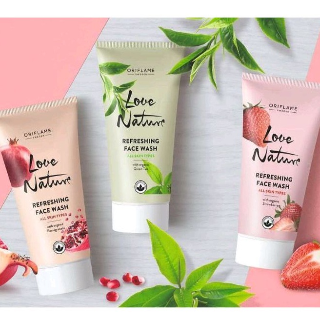 Love Nature Refreshing Face Wash With Organic Pomegranate/Face Wash Strawberry/Face Wash Green Tea