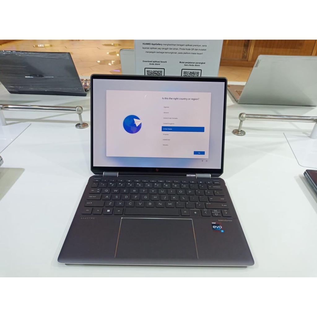 Laptop Hp Spectre X360 2in1 Intel Evo i7 Gen12 1255U RAM 16GB SSD 1TB 3K2K IPS Touch Windows 11 Original Terlaris