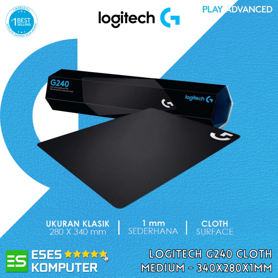 Mousepad Logitech G240 G 240 - Gaming - 280x340x1MM - Cloth - Original