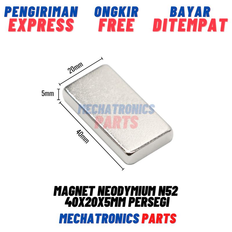 Magnet Neodymium N52 40x20x5mm Persegi 40x20x5 mm Strong Kotak Petak