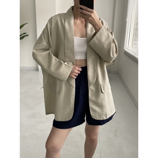 Yezi Blazer  - Korean Blazer Oversize Wanita Lengan 7per9 - Outer Blazer - Blazer Kerja Rakku