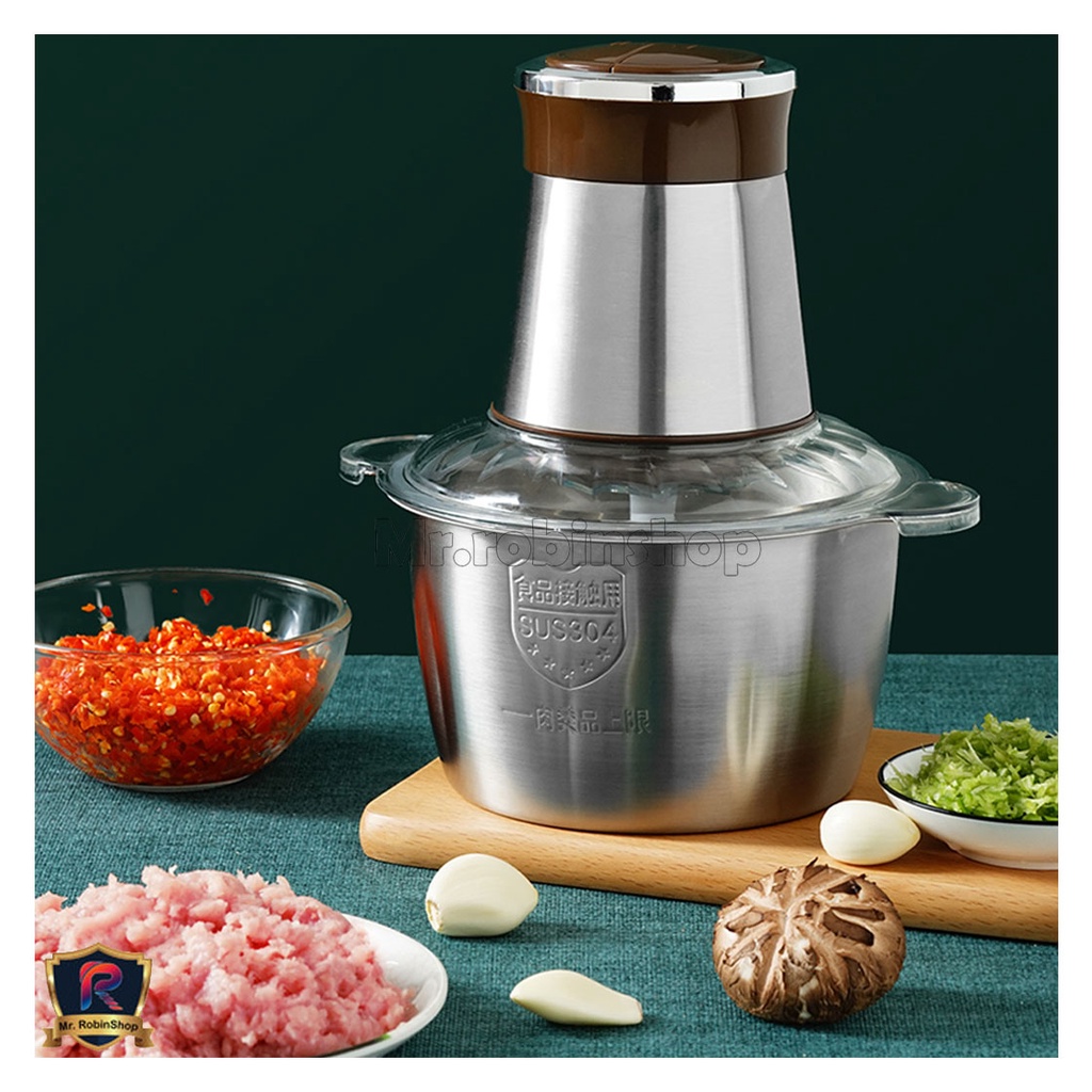 Blender daging chopper Hand Blender Press 2L Baja tahan karat STAINLESS STEEL 304 Serbaguna Multifungsi