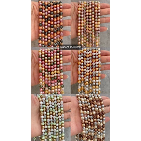 Mutiara Shell Kerang Asli 6mm bahan renceng kalung gelang