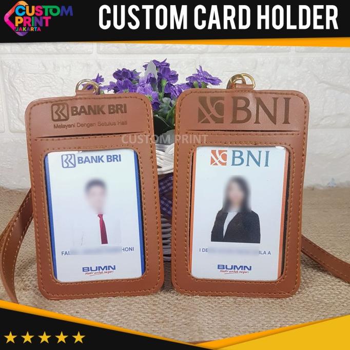 

Name Tag / ID Card Holder kulit Tali Gantungan Custom Nama / logo Peru