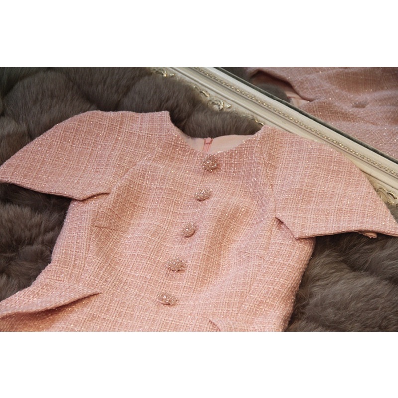 [Premium Series] Simple Pink Tweed Dress Import Premium ( Dress Pesta Tweed )