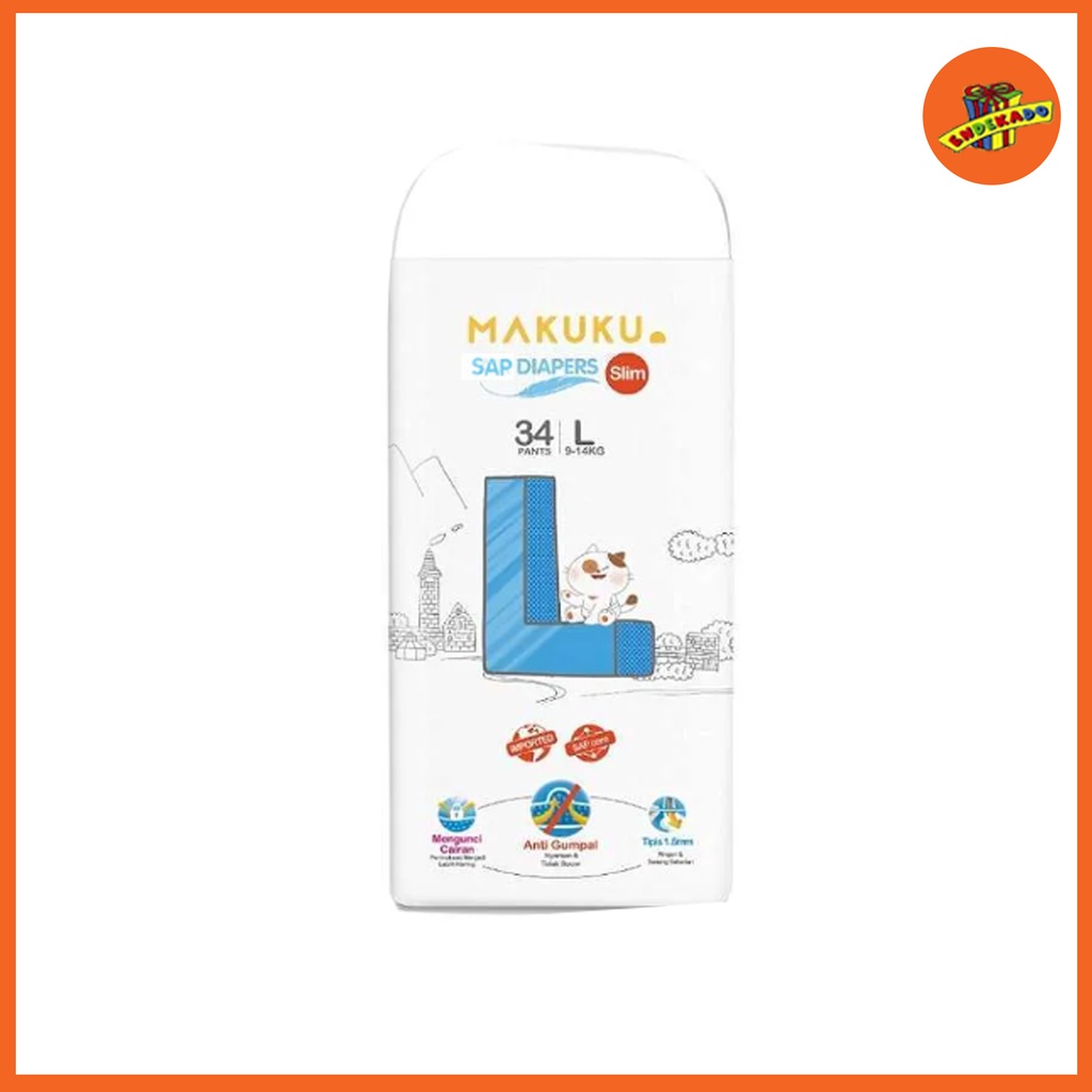 MAKUKU AIR DIAPERS PANTS L34 PC - Popok Celana Anti Gumpal