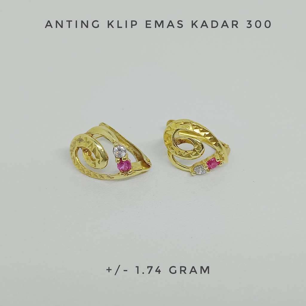 Anting Klip Love UBS Emas Kadar 300 Estimasi Berat 1.74 gram
