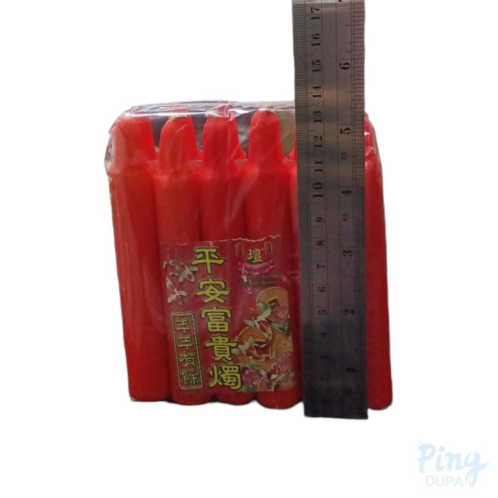 Lilin Lampion SK12 Warna Merah Isi 12 Batang Red Candle Import