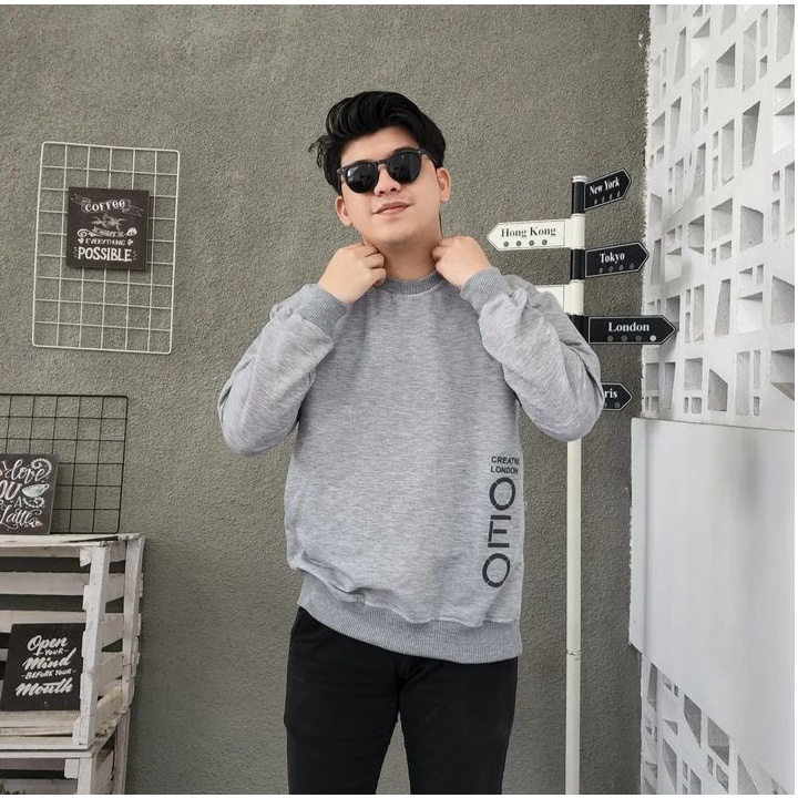 Sweater Crewneck OEO Basic Atasan Jacket Pria Wanita Style Korean Santai Terbaru Desain Simple