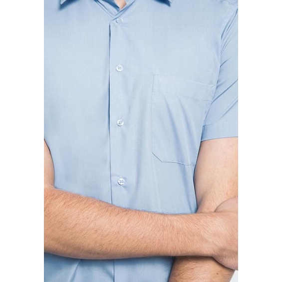 Alisan Kemeja Lengan Pendek Polos Slimfit Biru Muda PLSSFSSB2 - Biru Muda, M