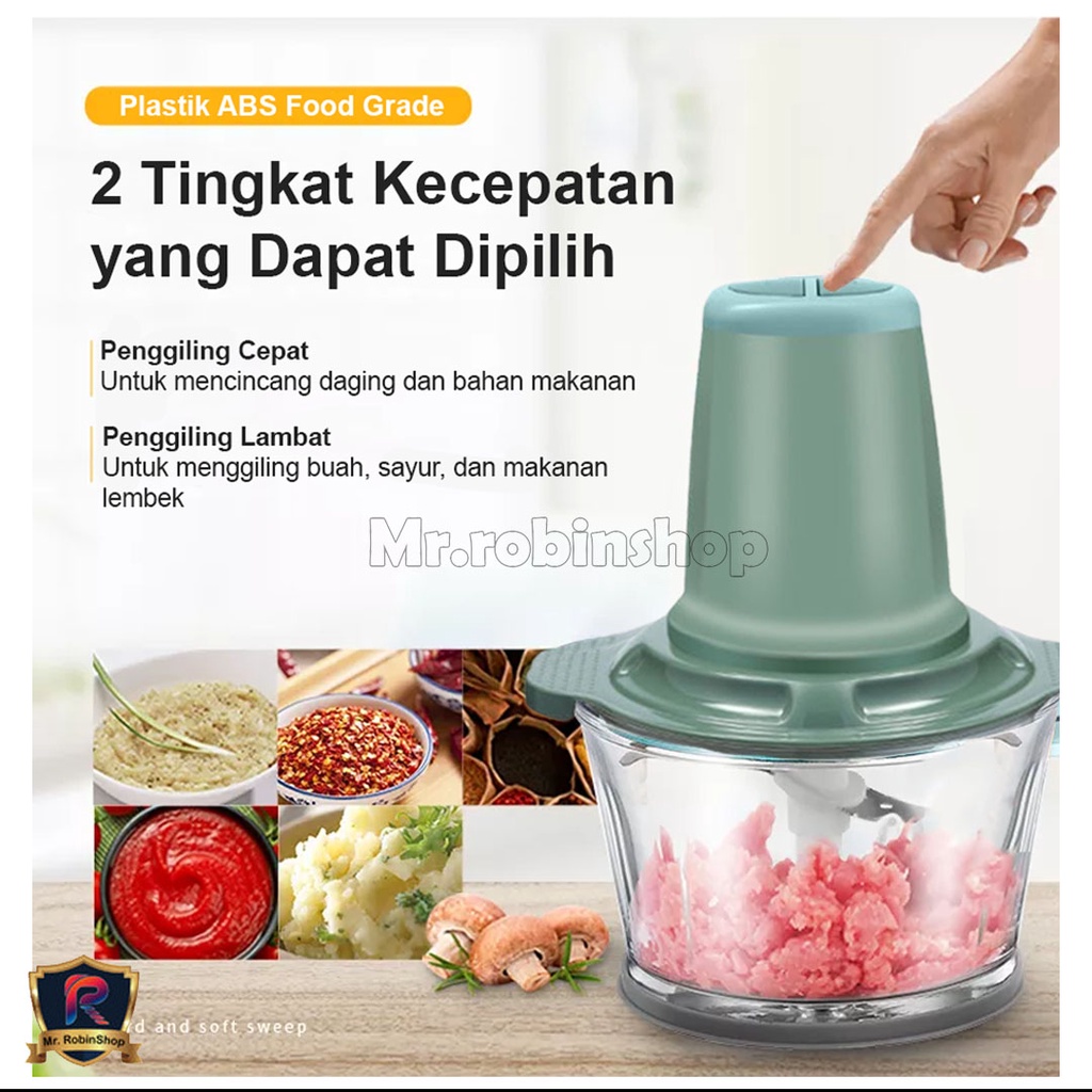 Blender daging chopper Hand Blender Press 2L Baja tahan karat STAINLESS STEEL 304 Serbaguna Multifungsi