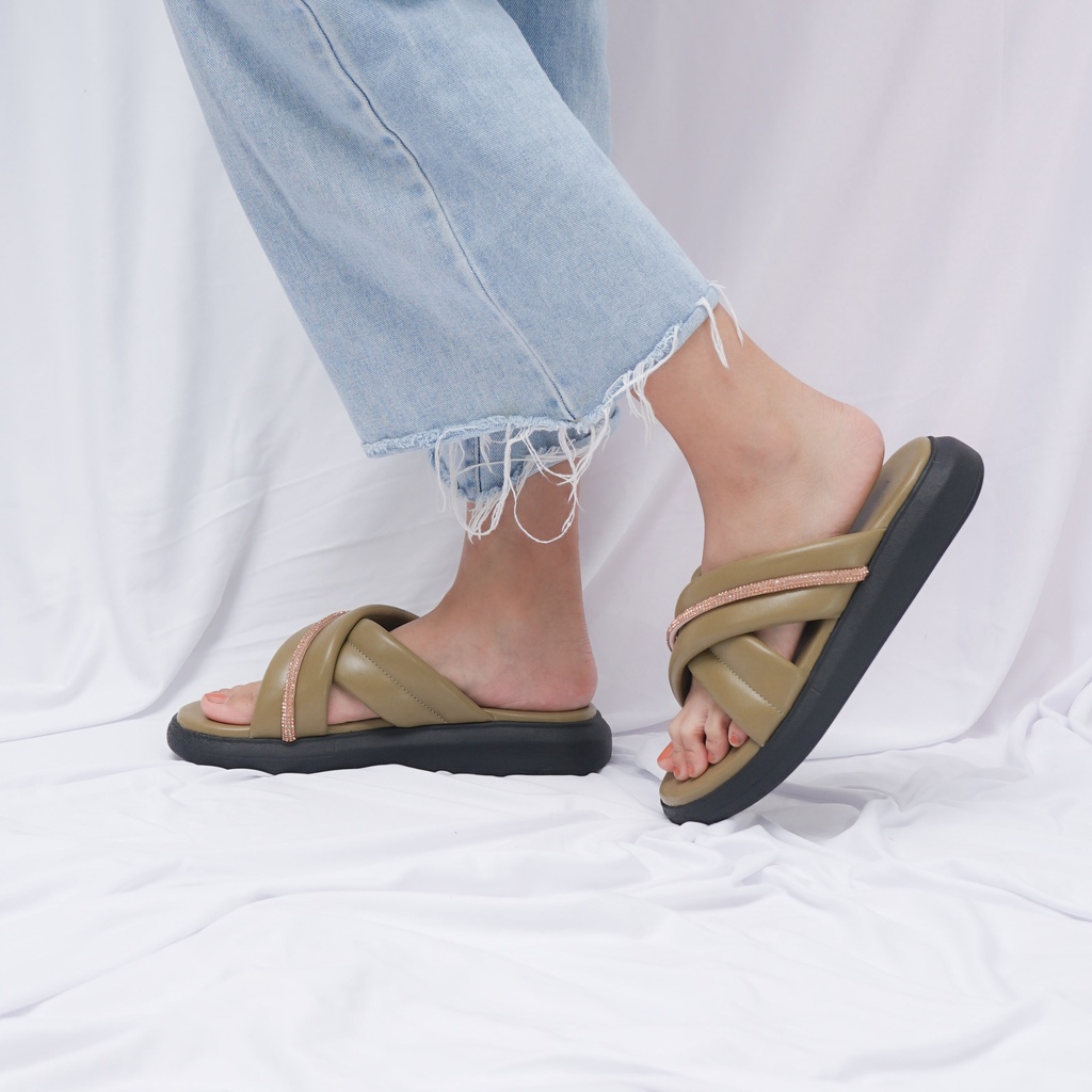 DUNKENSTOCK TIPE MONIC Sandal wedges wanita casual sendal cewek ban dua silang kekinian