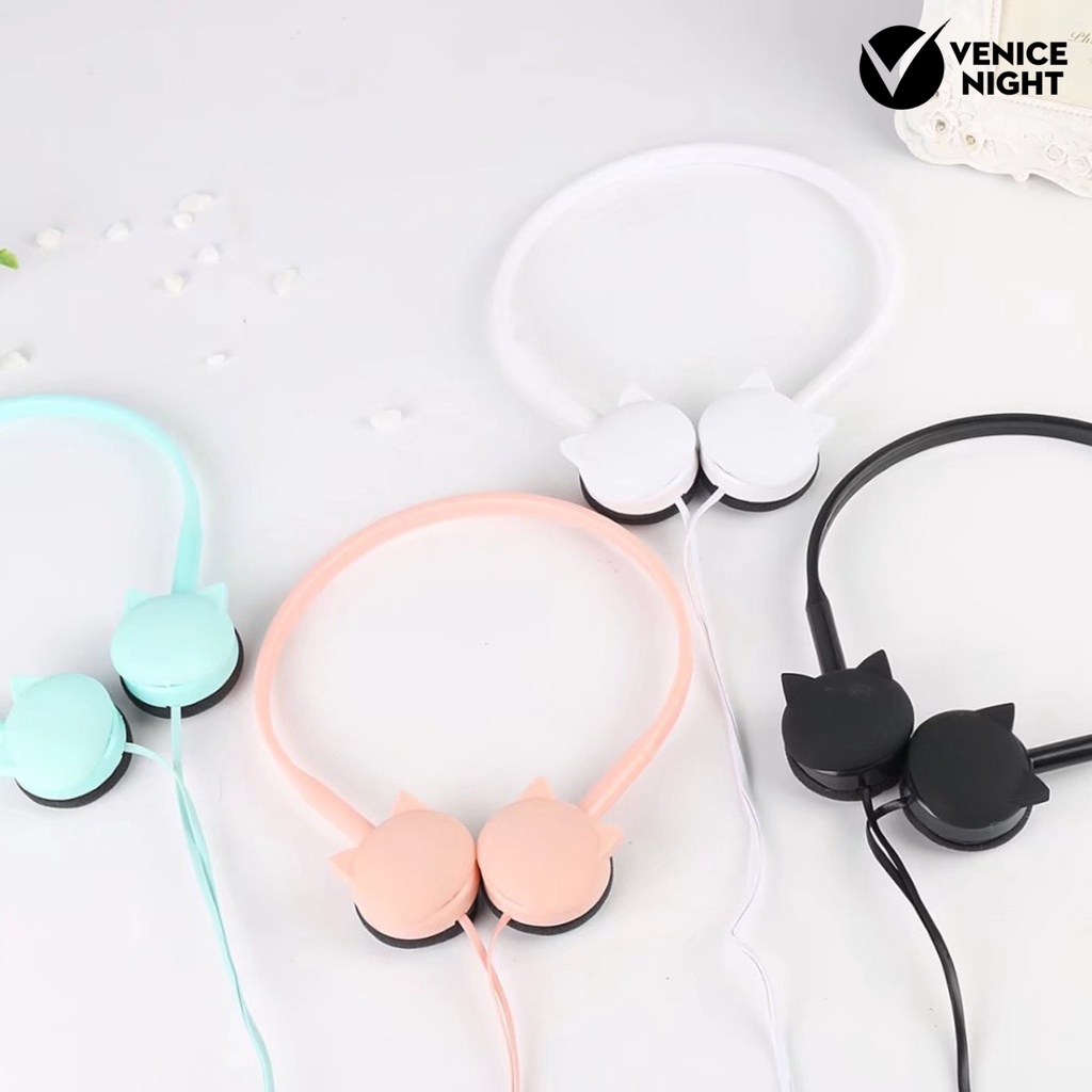 (VNEP) (Berkabel) Headset dengan Mic Kartun Desain Headphone Musik Stereo untuk Ponsel Pintar