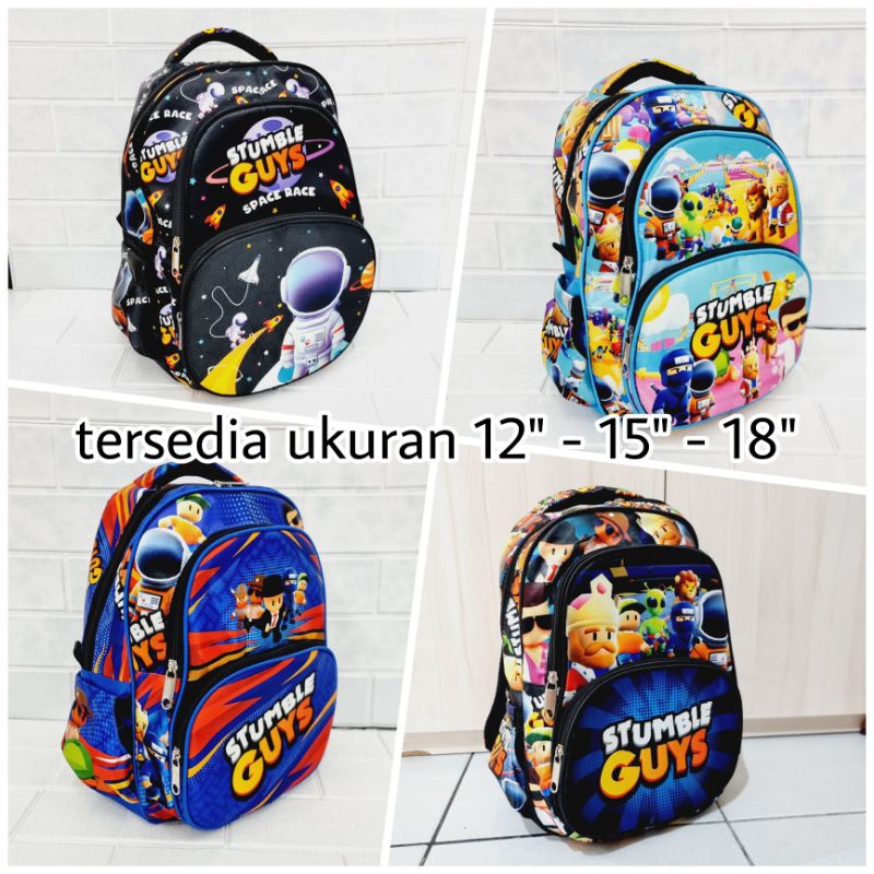 Tas Ransel Sekolah 12&quot; - 15&quot; - 18&quot; Stumble Guys (3 Kantong)