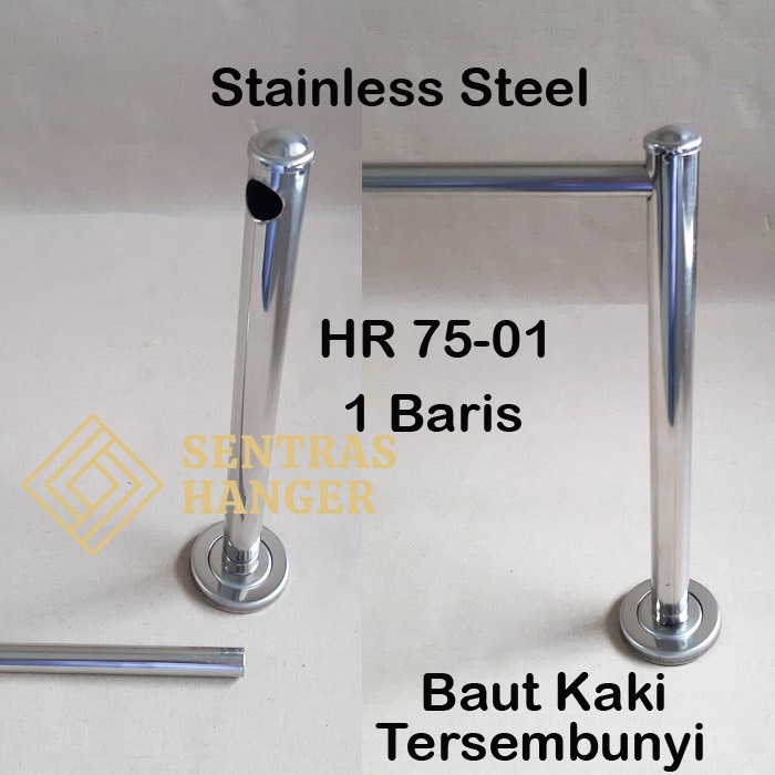 Gantungan Baju Stainless 75 cm, 1 Baris