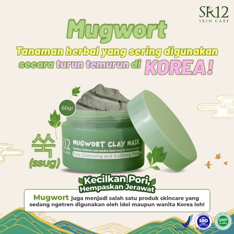 Mugwort Clay Mask SR12/Masker Ala Korea Anti Jerawat dan Mengecilkan Pori-Pori