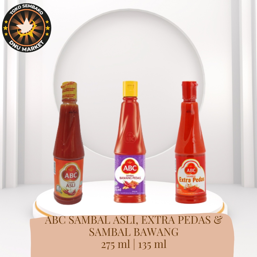 

ABC SAMBAL ASLI, EXTRA PEDAS & ABC SAMBAL BAWANG PEDAS BOTOL 275mL & 135ml