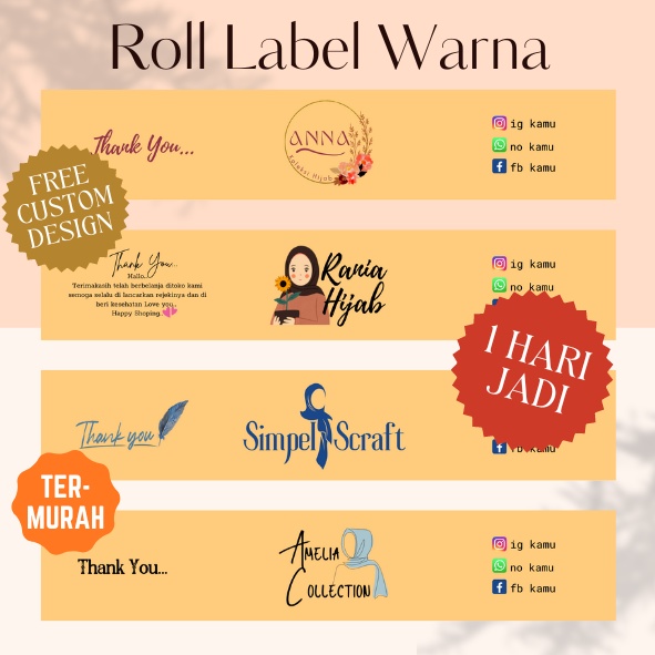 

Roll Label Kertas Kraft Coklat Paper Belt Tinta Warna Gratis Desain Kustom Template