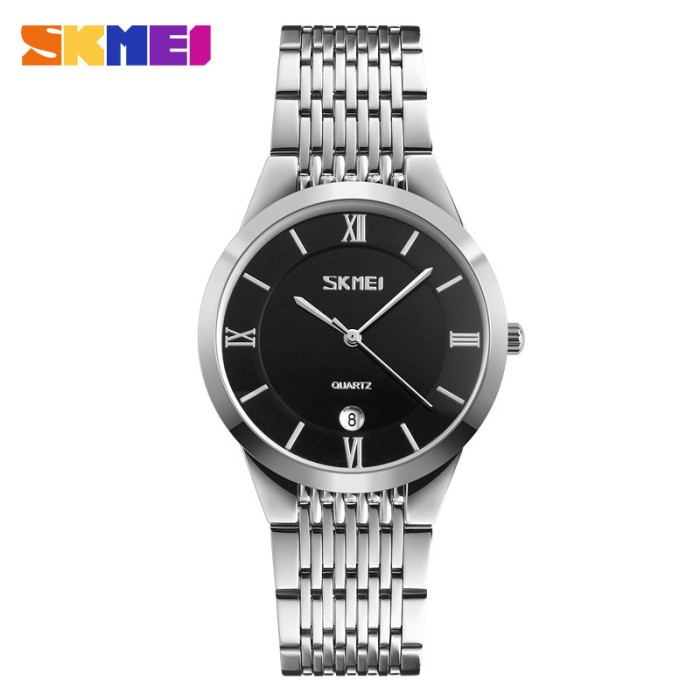 Jam Tangan Pria Jam Tangan Pria Analog SKMEI 9139 SILVER BLACK Water Resistant 30m(M9X4) Jam Tangan 