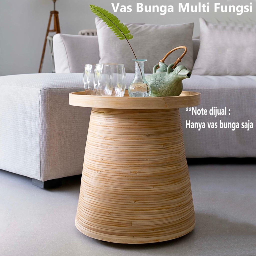 Vas Bunga Rotan / Pot Hias Sudah di Vernis Ukuran 30 cm