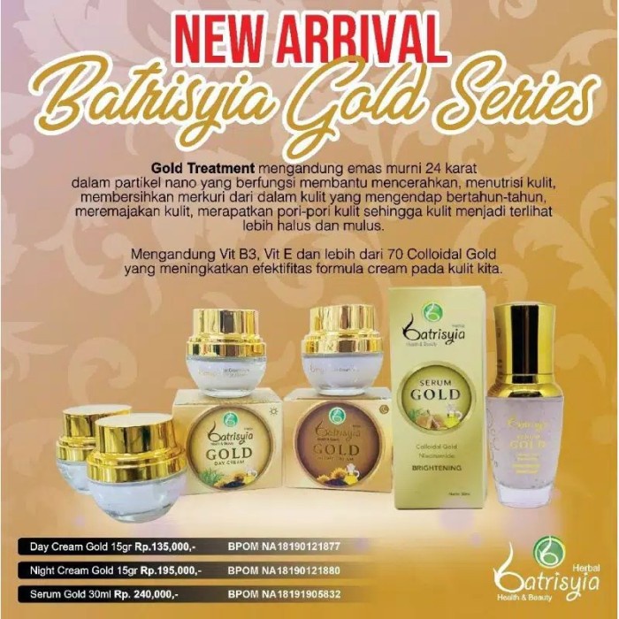 Batrisyia Herbal Cream Gold Day Night Serum - batrisyia herbal krim pagi pelembab wajah
