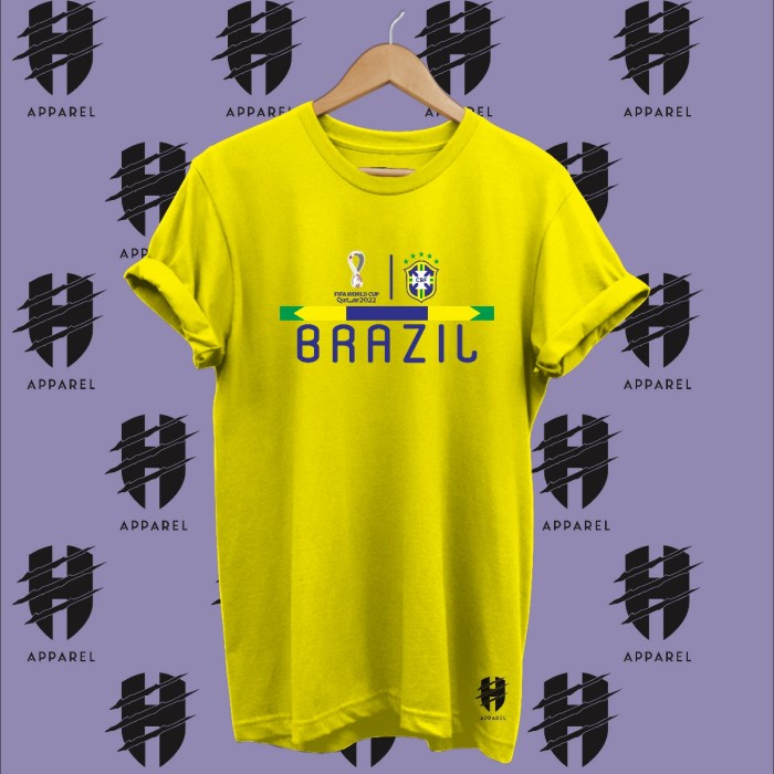 BAJU - KAOS BRAZIL TEAM FANS PIALA DUNIA QATAR 2022 - TSHIRT BRAZIL