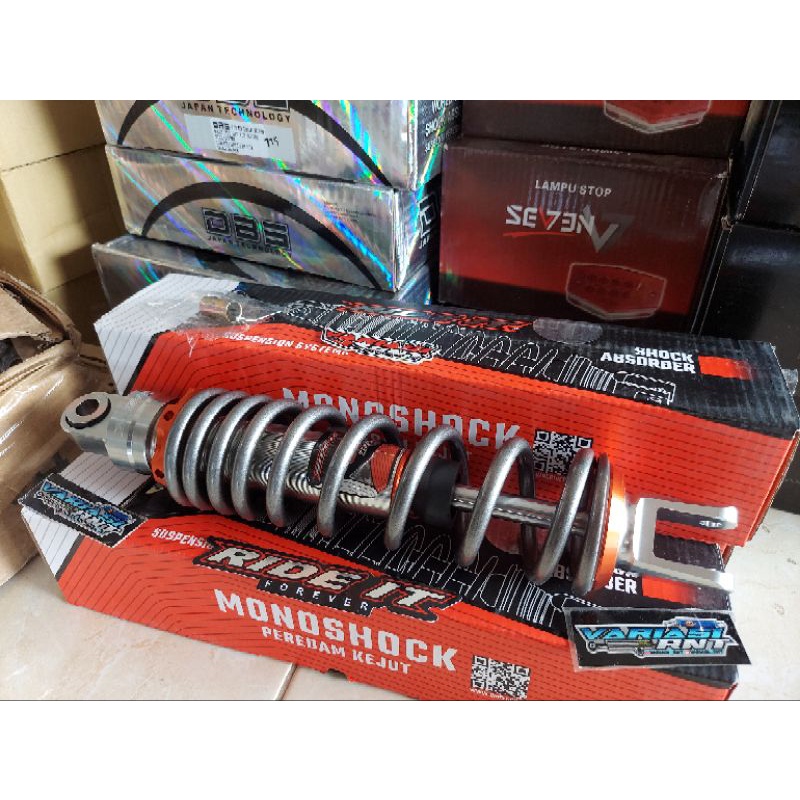 Shockbreaker Belakang Non tabung 310mm Mio dll Merk Ride It Copy KTC Grey