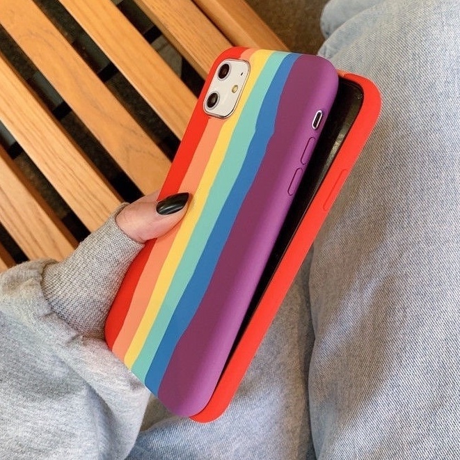 Casing Silikon Warna Pelangi Untuk iPhone 14 13 12 11 Pro MAX