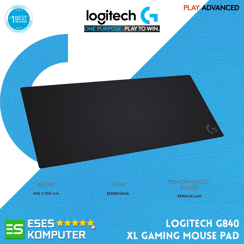 Mousepad Logitech G840 Black | XL 900x400x3mm | Mousepad Gaming