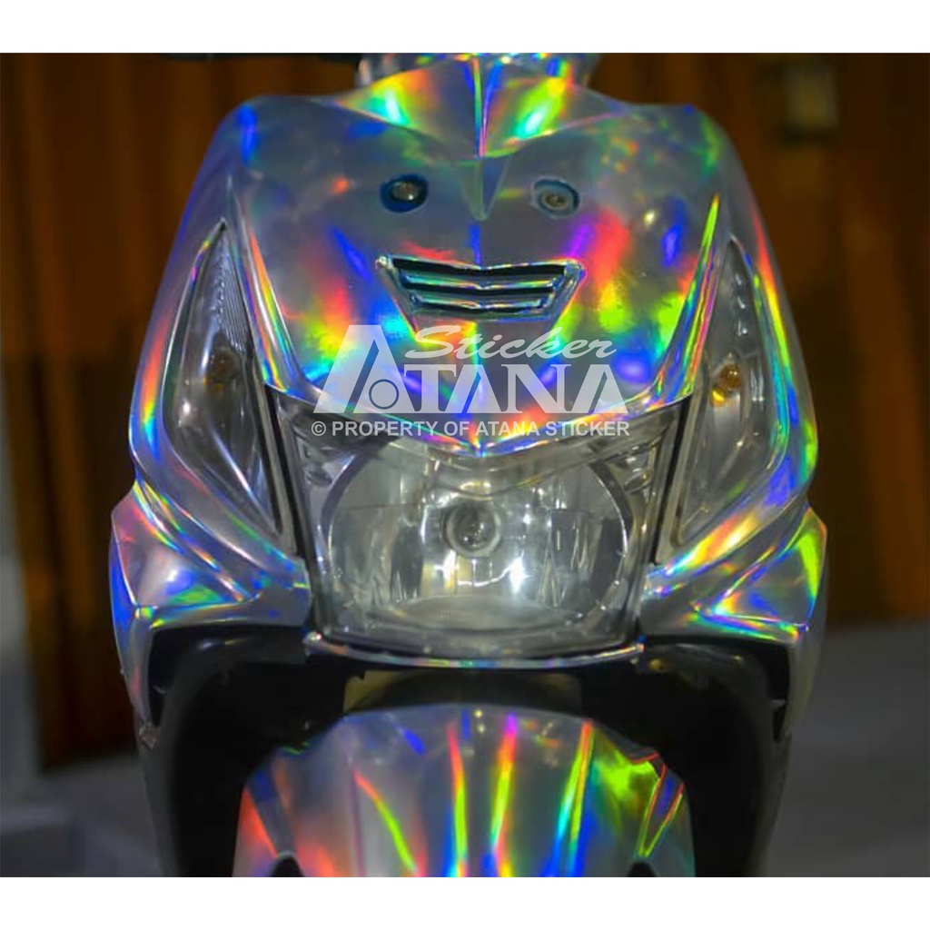 Skotlet Laser Chrome Scotlet Hologram Pelangi Silver Hitam Dark Grey Stiker Lembayung Rainbow Crome Lentur Sticker Gloss Kilap Decal Vinyl Meteran Roll Sepeda Motor Matic Mobil Scotlite Body Scotlight Nyala Dekorasi Kaca Aquarium Lantai Tiang Aksesoris