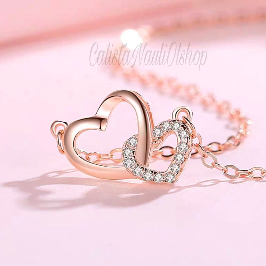 KALUNG TITANIUM CINTA DUA  PERHIASAN EMAS KOREA ANTI KARAT DAN ANTI LUNTUR