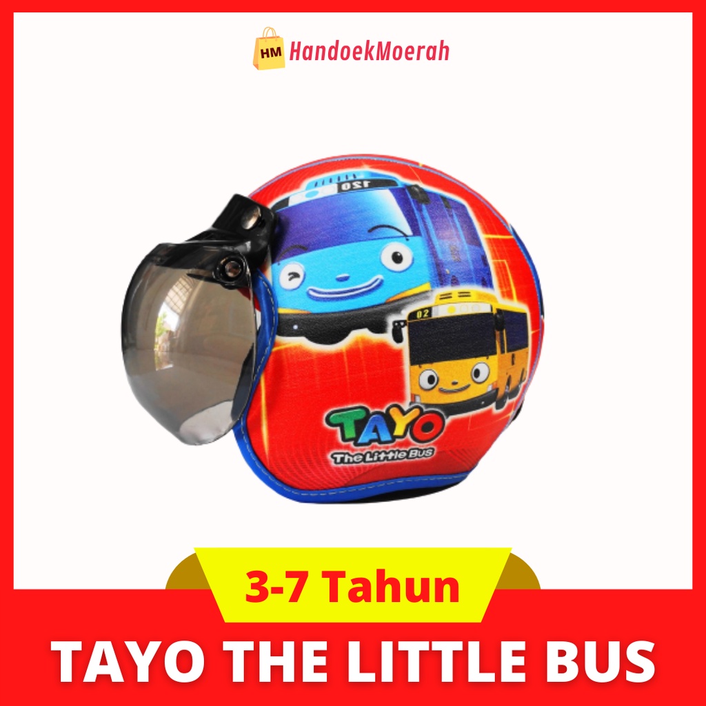 Helm Anak BOGO TAYO THE LITTLE BUS Murah / Helmet Non SNI / Helm Karakter Kartun Lucu / Helm Anak Cowok Laki Laki 3 4 5 6 7 Tahun