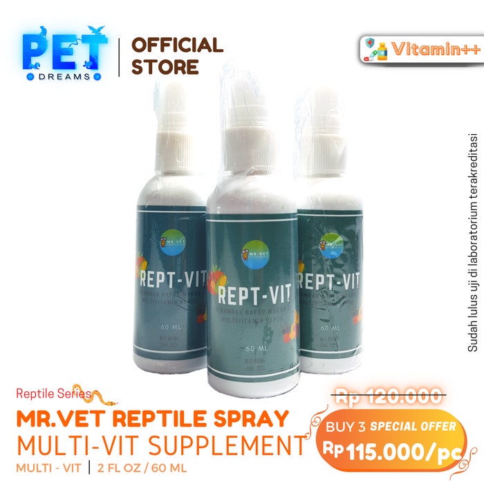 PROMO MR VET MULTI VITAMIN REPTIL PENAMBAH NAFSU MAKAN REPTILE SULCATA