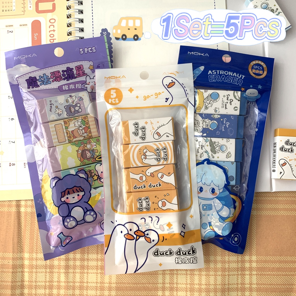 

1 SET 5 PCS PENGHAPUS PENSIL / PENCIL ERASER / PENGHAPUS LUCU 1 SET BS