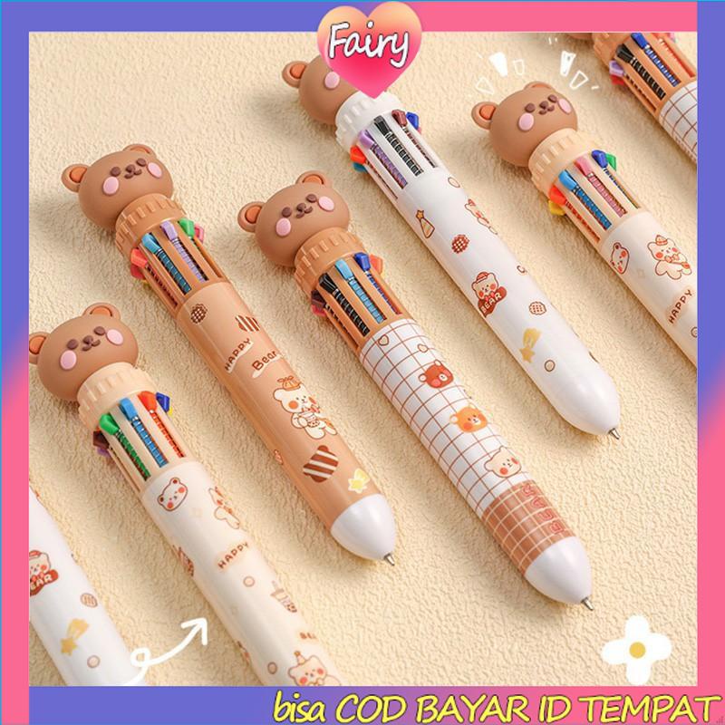 

1pc Pulpen Mekanik 10 Warna Warni Rectractable Pen Color Motif Kartun Lucu Bear Grid Kotak Aesthetic Bolpoin Alat Tulis Sekolah F