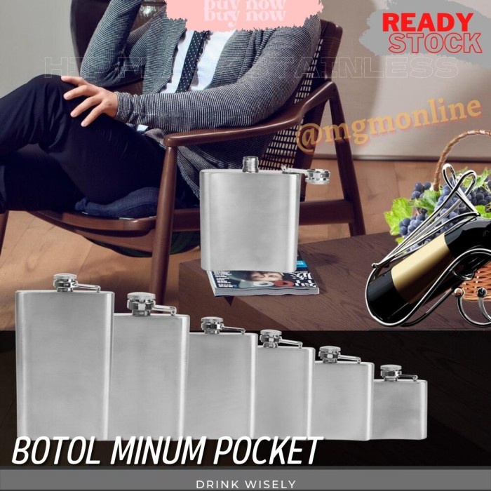 Botol pocket Stainless 56ml Hip Flask 2oz liquor botol minuman keras