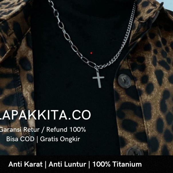 Kalung Salib Pria / Kalung Pria Salib Hitam / Kalung Salib Titanium