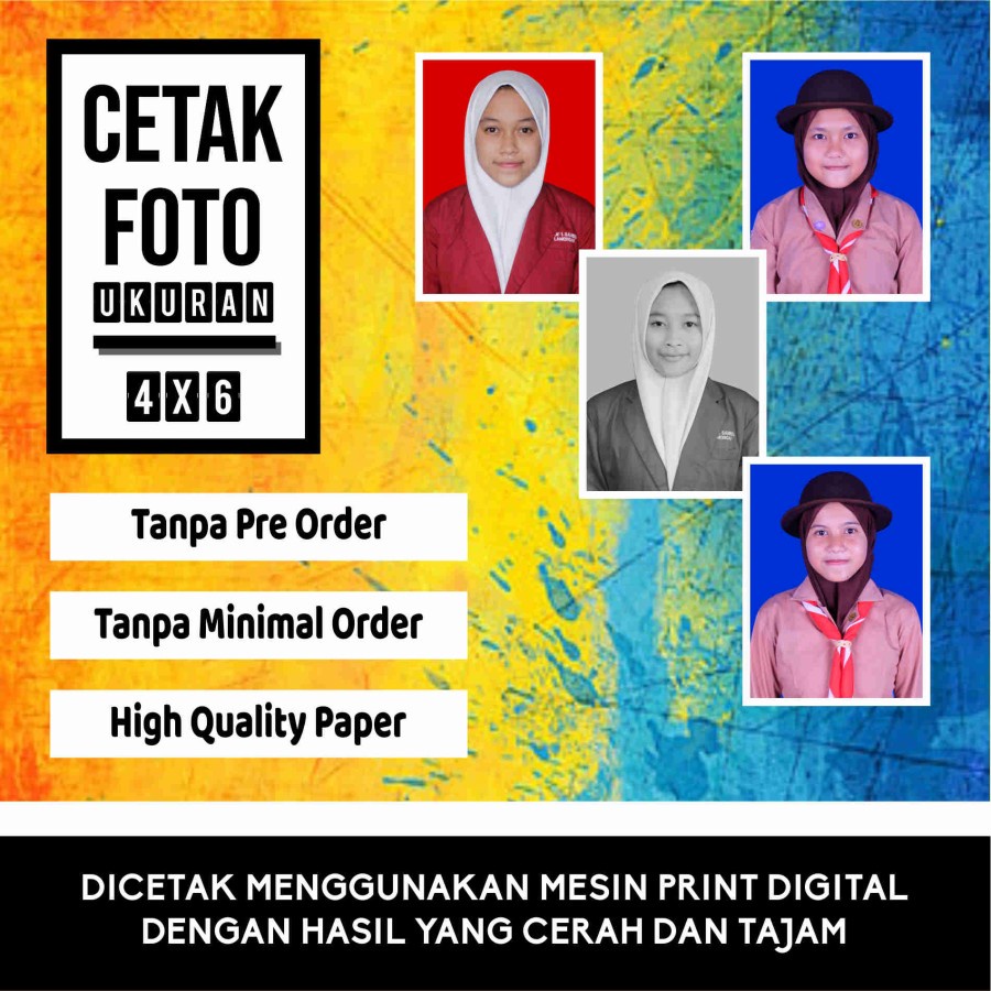 cetak foto 4 X 6 / Pas foto (ISI 5)