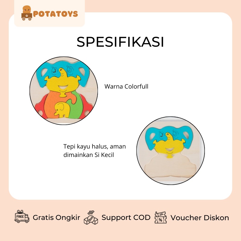 [ Potatoys ] Puzzle Kayu Mainan Edukasi Anak / Puzzle Kayu Edukasi Anak Murah / Mainan Edukasi