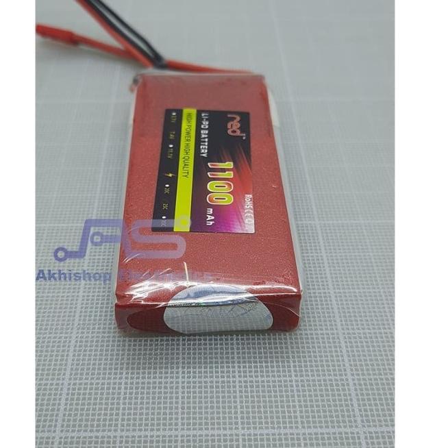 Red Lipo Battrey 1100mAh 2S 25C JST