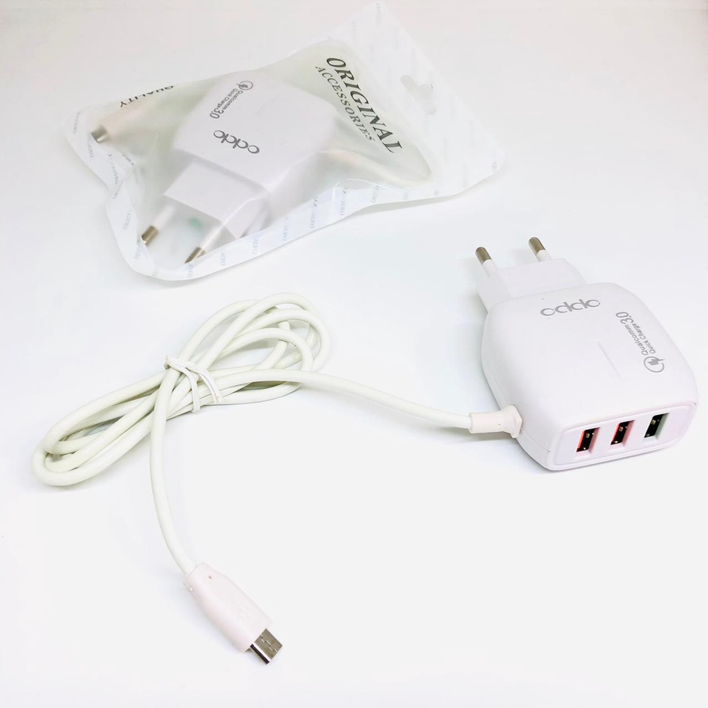 PROMO CASAN charger oppo new K001 3usb plus kabel micro support all android smartphone