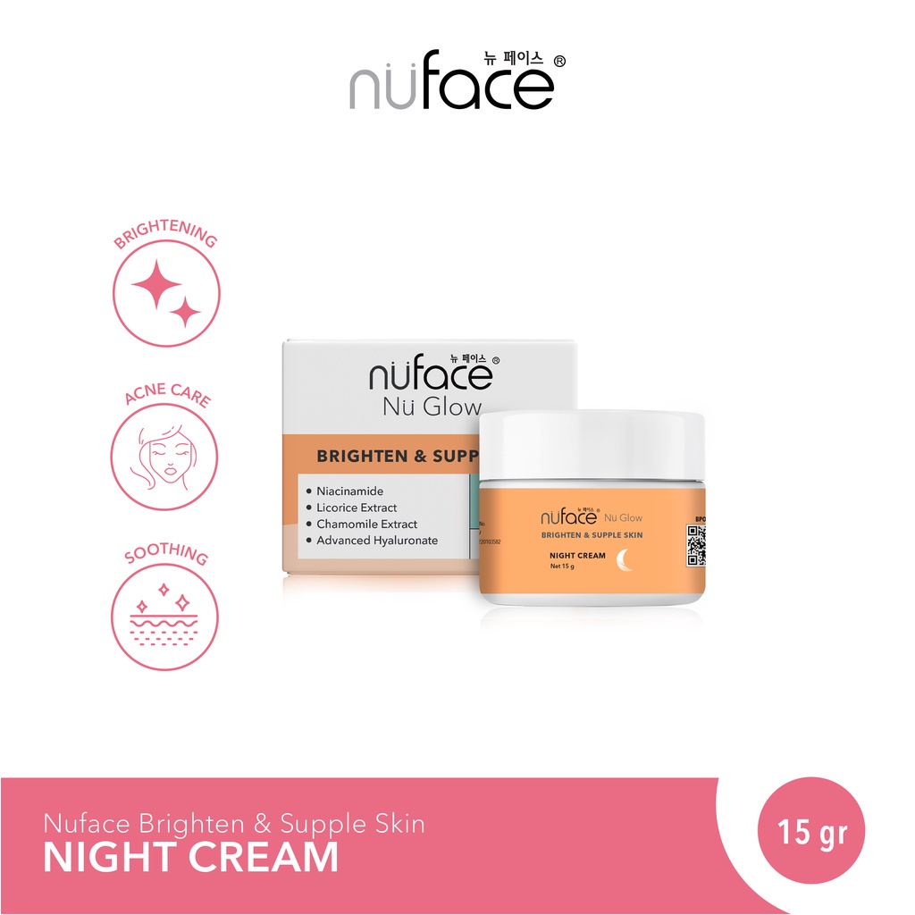 Nuface Nu Glow Brighten &amp; Supple Skin Night Cream 15gr
