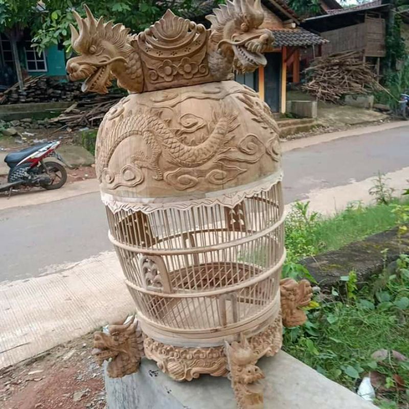 Sangkar perkutut ukir naga