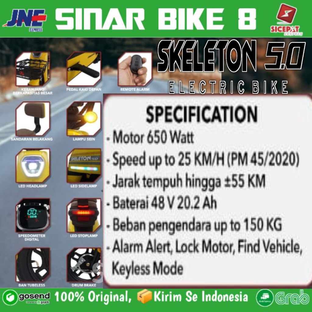Sepeda Listrik PACIFIC SKELETON 5.0 Electric E Bike 650 Watt