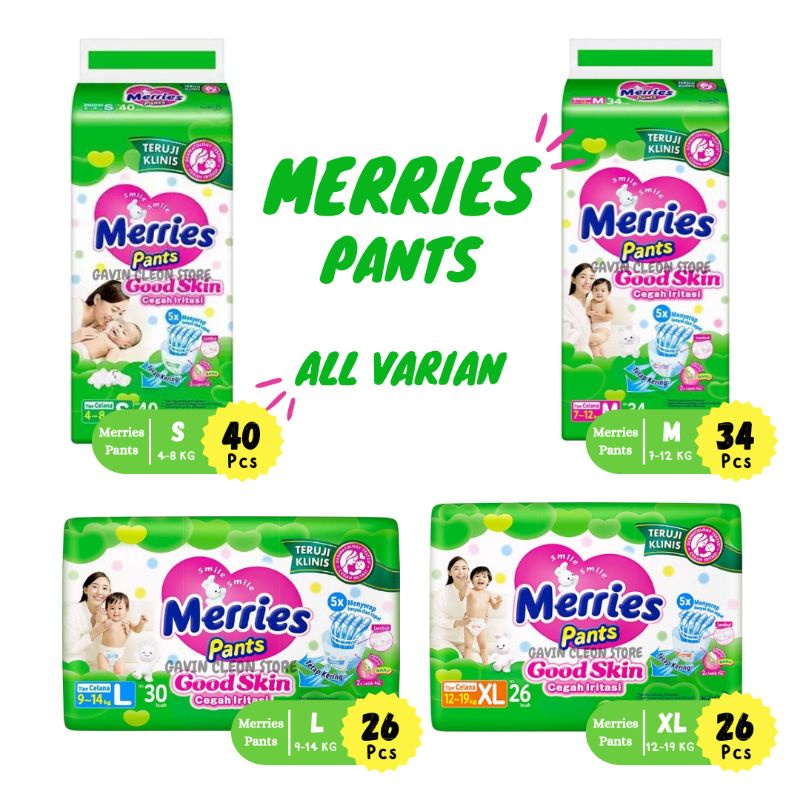 Merries Pants Good Skin S40 ||M34 ||L30 || XL26- Merries Tipe Celana S M L XL