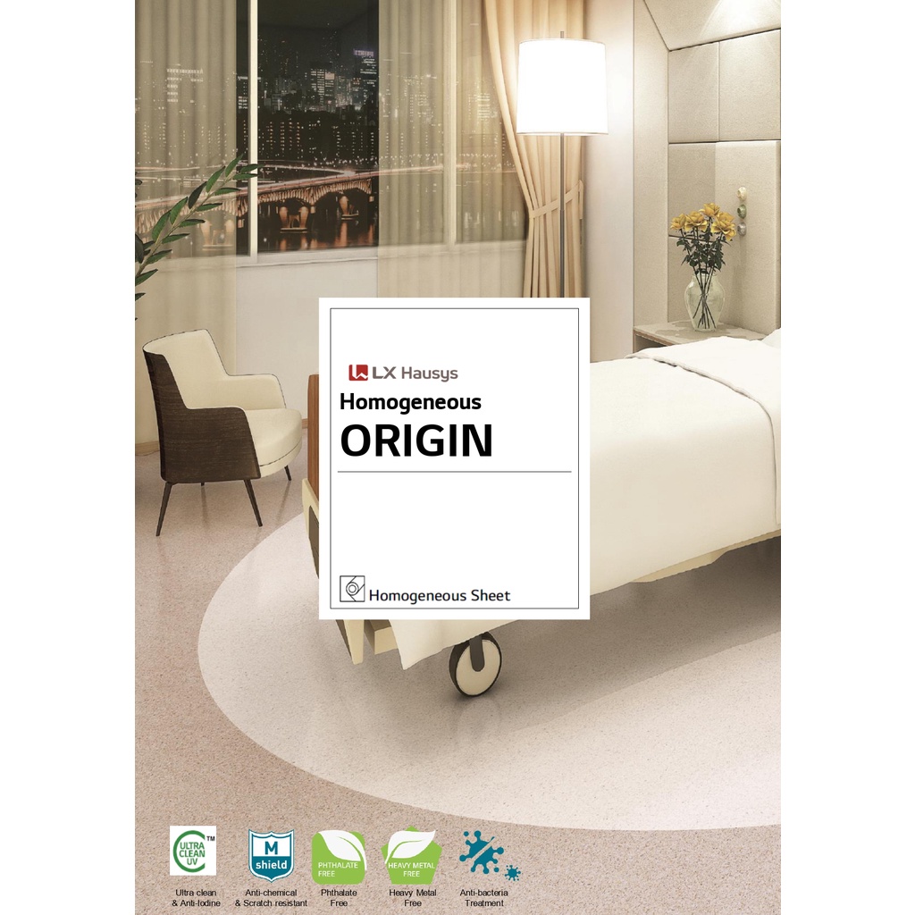 VINYL LANTAI ROLL-VINYL LG /LX HAUSYS ORIGIN-LANTAI VINYL HOMOGENEOUS SHEET-VINYL RUMAH SAKIT