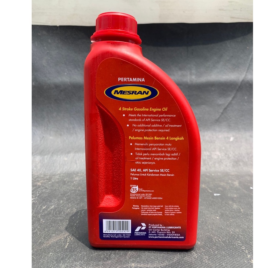 Oli Mesran SAE 40 1 Liter Mesin Motor Bebek 4Tak 1L