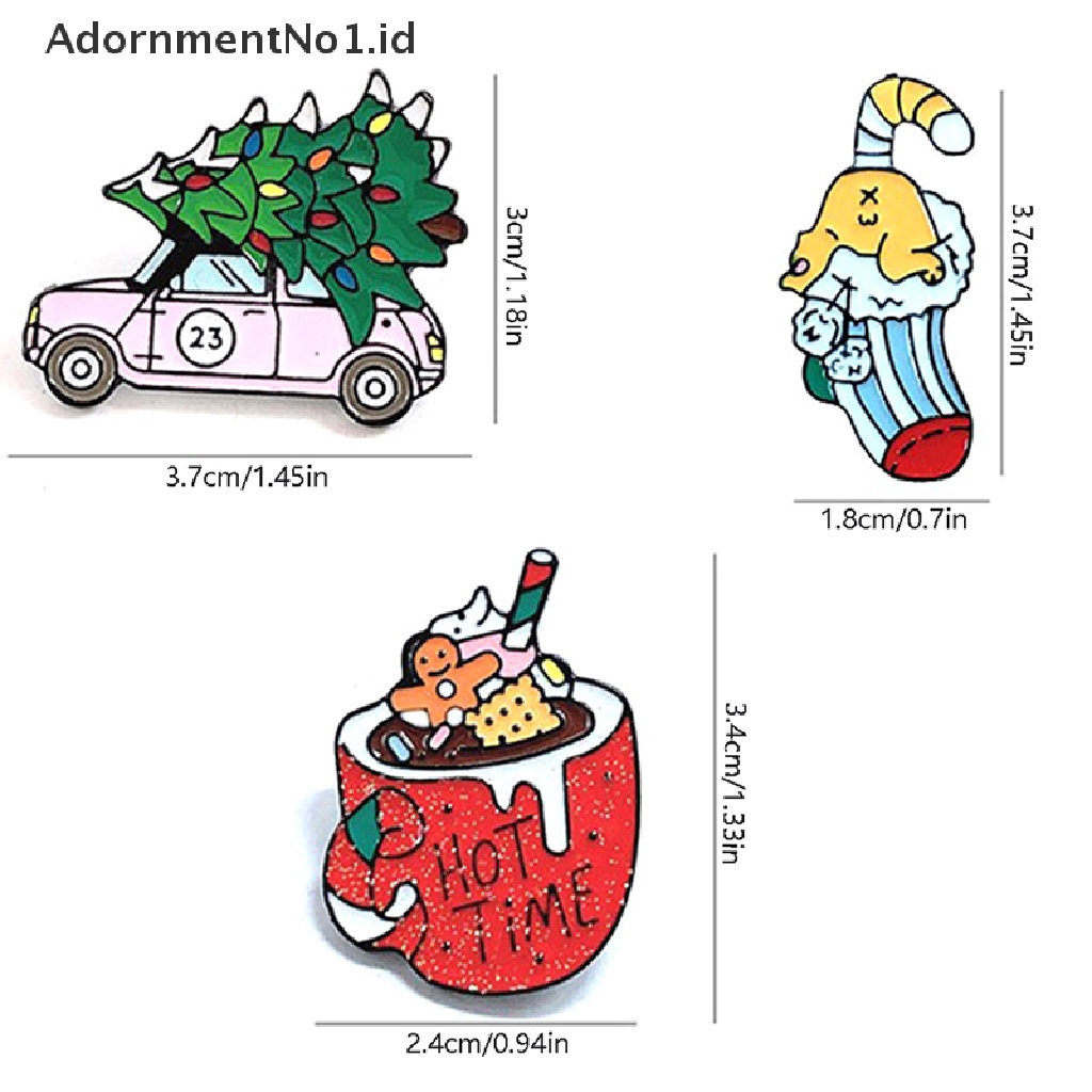 Bros Pin Enamel Desain Kartun Santa Claus Pohon Natal Lonceng Natal No1 Untuk Kerah Denim