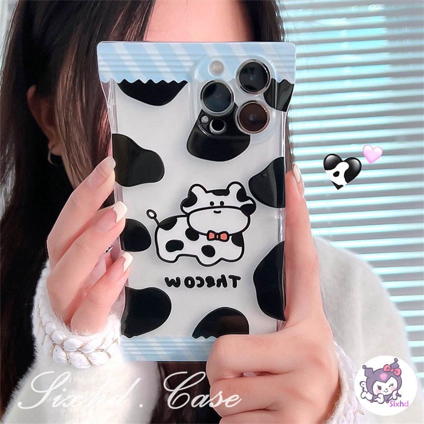 Compatible For iPhone 14 13 12 11 Pro Max SE2020 X Xr Xs Max 8 7 Plus Cute Black White Cow Pattern Phone Case Soft Shockproof Silicon Tpu Protective Cover